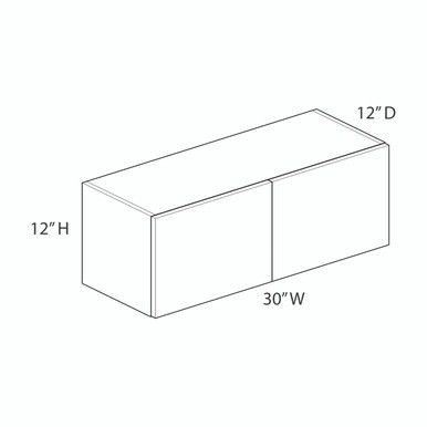 Wall Cabinet {30" x 12" H - Butt Doors} - (2) Doors | Kunal Kitchens