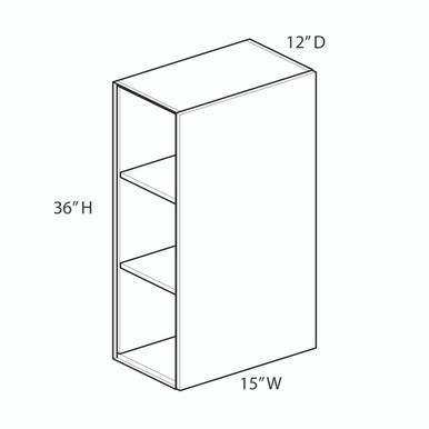 Wall Cabinet w/ Narrow Aluminum Frame Door - Frosted Glass {15" x 36" H} - (1) Door | Kunal Kitchens