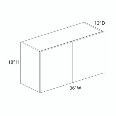 Wall Cabinet {36" x 18" H - Butt Doors} - (2) Doors | Kunal Kitchens