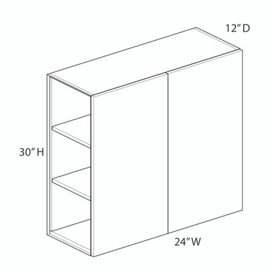 Wall Cabinet {24" x 30" H - Butt Doors} - (2) Doors | Kunal Kitchens