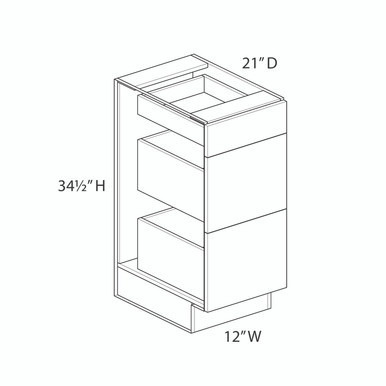 12" Vanity 3 Drawer Base {21" D} | Kunal Kitchens