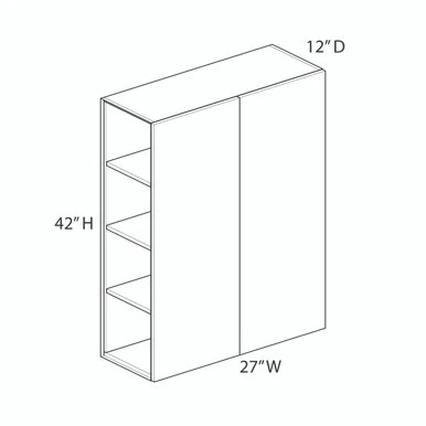 Wall Cabinet {27" x 42" H - Butt Doors} - (2) Doors | Kunal Kitchens