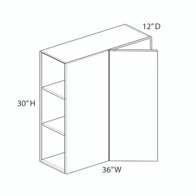 Madison 30"H Wall Corner Blind Cabinet - Pull 36"-39" {Actual Width 36"} - (1) Door | Kunal Kitchens Madison 30"H Wall Corner Blind Cabinet - Pull 36"-39" {Actual Width 36"} - (1) Door | Kunal Kitchens