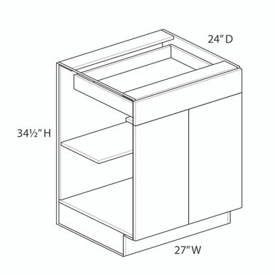 Euro Value Gramercy Shaker 27" Base Cabinet {Butt Doors} - (2) Doors / (1) Drawer | Kunal Kitchens