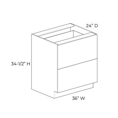 Euro Value Gramercy Shaker 36" (2) Drawer Base Cabinet | Kunal Kitchens