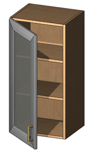 Euro Value Gramercy Shaker Wall Cabinet w/ Narrow Aluminum Frame Door - Frosted Glass {15" x 36" H} - (1) Door | Kunal Kitchens