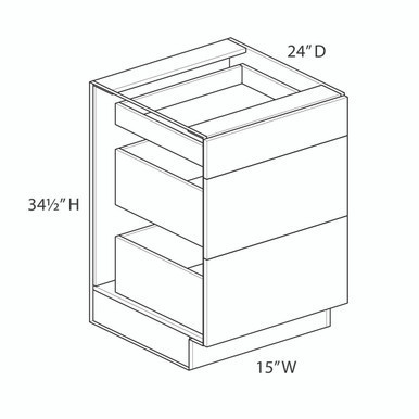 Euro Value Gramercy Shaker 15" (3) Drawer Base Cabinet | Kunal Kitchens