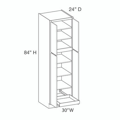 Euro Value Gramercy Shaker Utility Cabinet w/(1) Roll-out Tray Installed {30" x 84" H - Butt Doors} - (4) Doors | Kunal Kitchens Euro Value Gramercy Shaker Utility Cabinet w/(1) Roll-out Tray Installed {30" x 84" H - Butt Doors} - (4) Doors | Kunal Kitchens