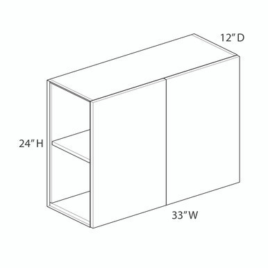 Euro Value Gramercy Shaker Wall Cabinet {33" x 24" H - Butt Doors} - (2) Doors | Kunal Kitchens
