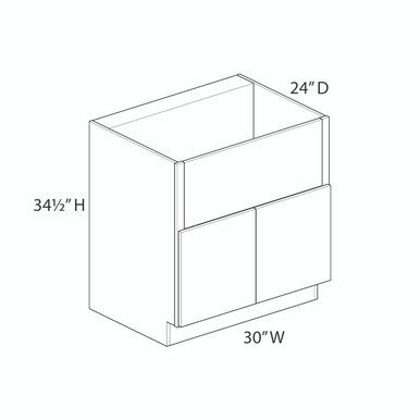 Gramercy SB30B-FS 30" Farm Sink Base Cabinet {Panel trimmable up to 12" - Butt Doors} - (2) Doors | Kunal Kitchens