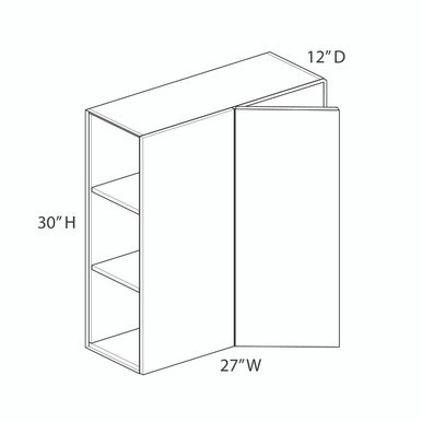 30"H Wall Corner Blind Cabinet - Pull 27"-30" {Actual Width 27"} - (1) Door | Kunal Kitchens 30"H Wall Corner Blind Cabinet - Pull 27"-30" {Actual Width 27"} - (1) Door | Kunal Kitchens