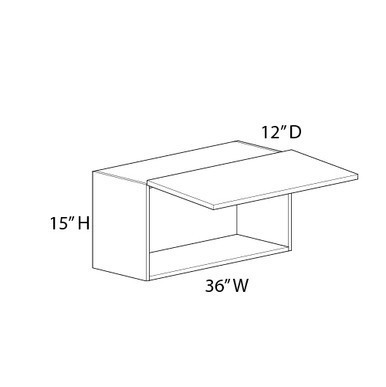 Wall Cabinet w/ Lift Up Door {36" x 15" H} - (1) Door | Kunal Kitchens