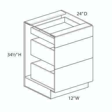 Gramercy DB12 12" (3) Drawer Base Cabinet | Kunal Kitchens