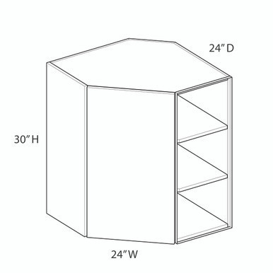 Wall Diagonal Corner Cabinet {24" x 30" H} - (1) Door | Kunal Kitchens