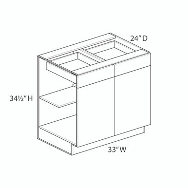 33" Base Cabinet {Butt Doors} - (2) Doors / (2) Drawers | Kunal Kitchens