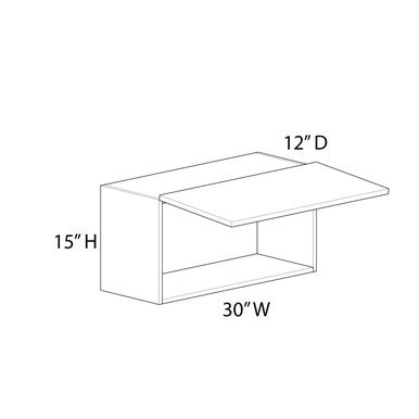 Wall Cabinet w/ Lift Up Narrow Aluminum Frame Door - Frosted Glass {30" x 15" H} - (1) Door | Kunal Kitchens