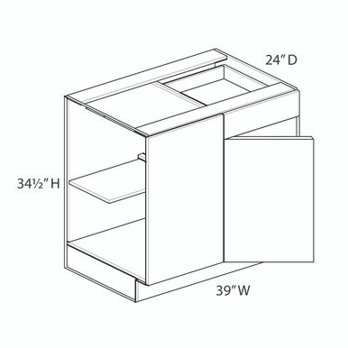 Base Corner Cabinet Blind Left - Pull 42"-45" {Actual Width 39"} - (1) Door / (1) Drawer | Kunal Kitchens Base Corner Cabinet Blind Left - Pull 42"-45" {Actual Width 39"} - (1) Door / (1) Drawer | Kunal Kitchens