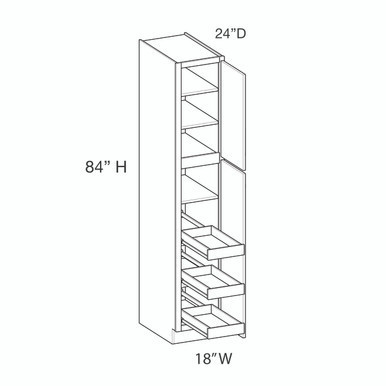 Utility Cabinet w/(3) Roll-out Tray Installed {18" x 84" H} - (2) Doors | Kunal Kitchens