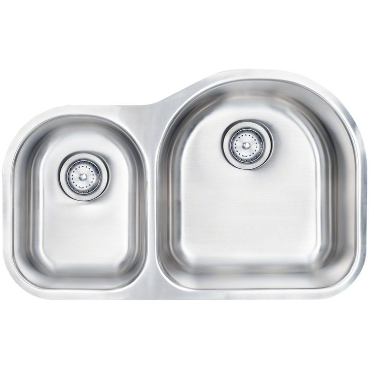 SIN-18-DBLBWL-4060-3120 18Gauge Stainless Steel Undermount D-Shape Bowl Sink (Small Bowl On Left)