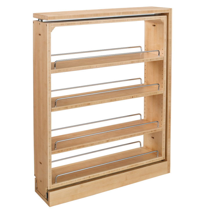 432-BF-6C 6" Base Filler Pull-Out with Adjustable Shelves-Wood-Light Brown