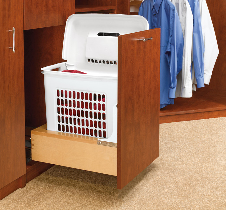 4WH-RM-15DM-1 Wood Hamper For 18" Cabinet, Rev-A-Motion For Vanity-Wood-Light Brown