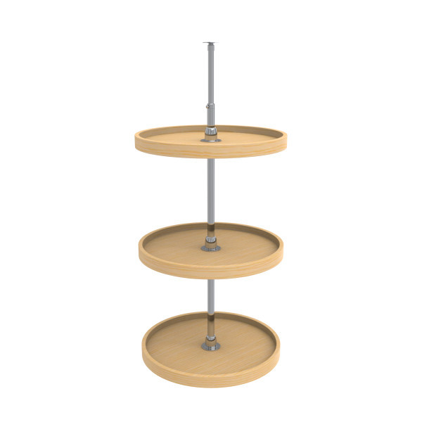 4WLS073-20-536 20" Wood Full Circle 3 Tray W/36" Lower Shaft For Lazy Susan-Wood-Light Brown