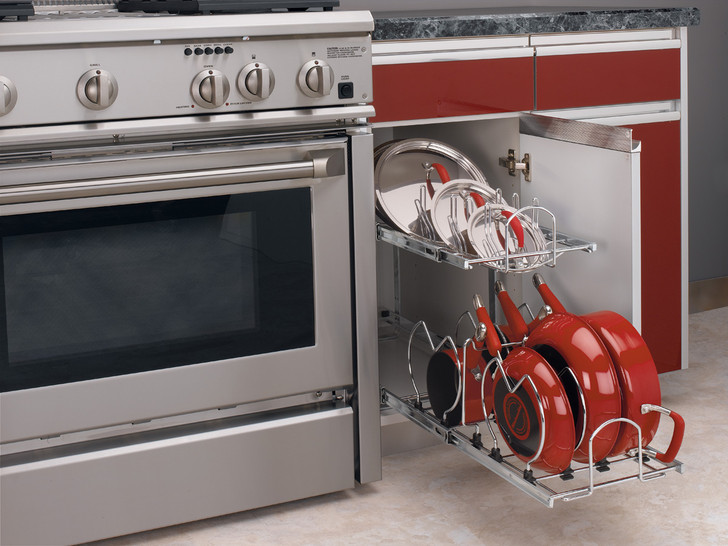 5CW2-1222-CR 12" 2 Tier Cookware Organizer For Base Organizer-Steel-Chrome