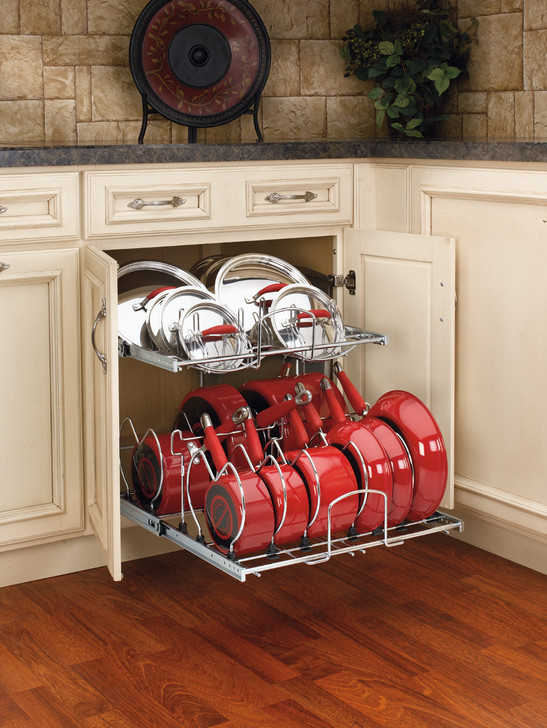 5CW2-2122SC-CR 21" Two Tier Cookware Org With Soft Close For Base Organizer-Steel-Chrome