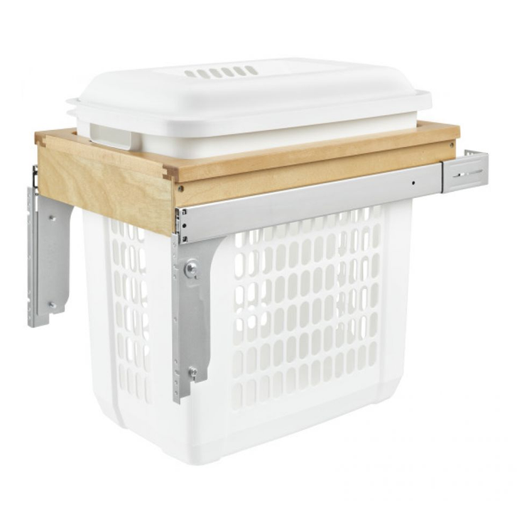 4VHTM-1520DM-1 Top-Mount 15" W X 20" D Vanity Hamper For Vanity-Wood/Plastic-Light Brown