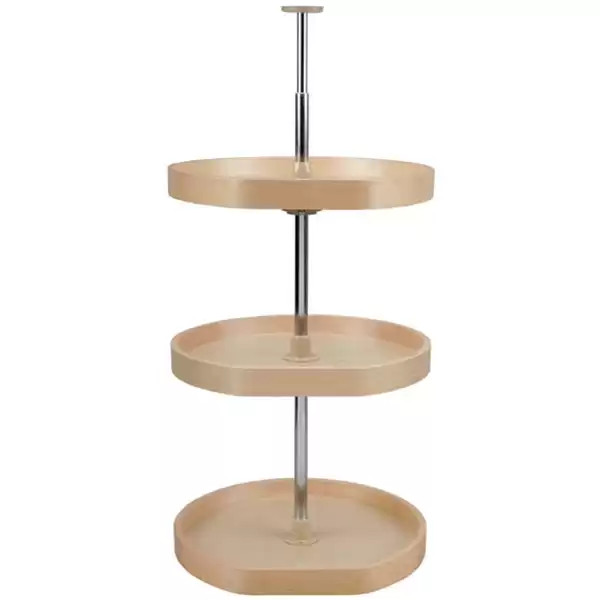 LD-4BW-263-2036-1 20" Ld Banded Wood D-Shape 3 Tray Set W/36" C/S & Hdw For Lazy Susan-Wood-Light Brown