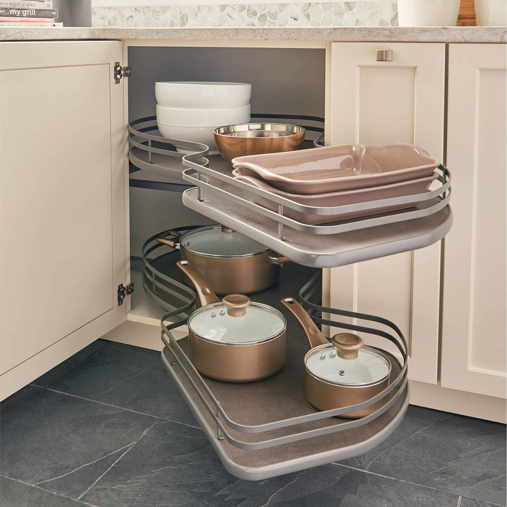 5372-15-FOG-R Rh Orion Gray Two Shelf Cloud For 15" Cab Opening For Blind Corner-Steel/Melamine-Dark Gray