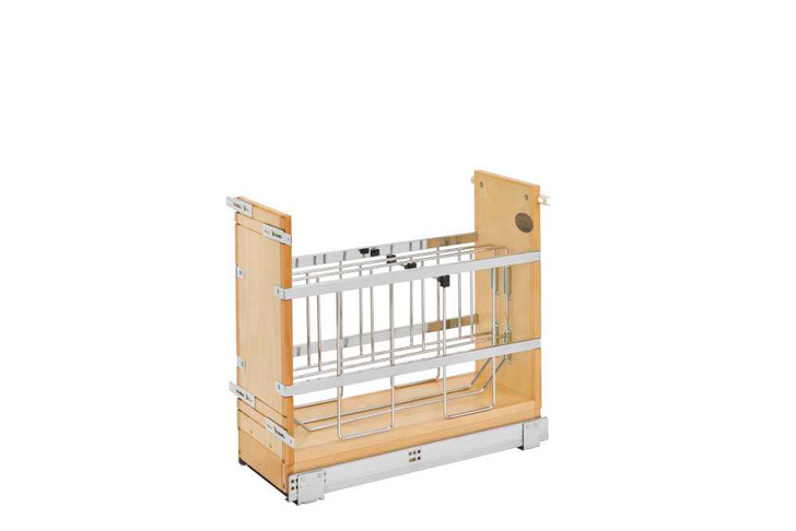 447-BCSC-8C 8" Dm Wood P-O Foil Wrap Holder W/Sc Blum Slides For Base Organizer-Wood-Light Brown