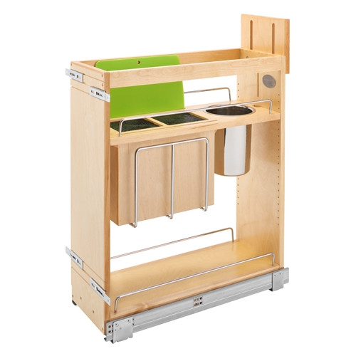 448KB-BCSC-8C 8" Knife And Utensil Organizer W/Soft Close For Base Organizer-Wood-Light Brown