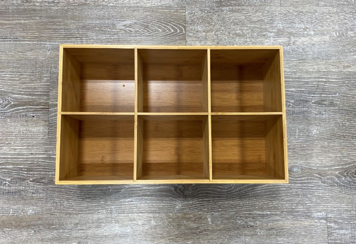 DBO12 Wood Divided Box Organizer - 12" W X 19-5/8" D X 6" H - Bamboo