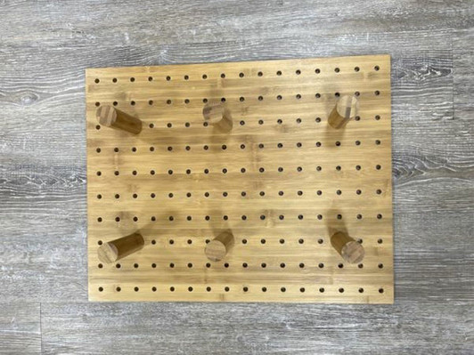 PBO30 (Installed) - Wood Peg Board Organizer (fits 30" or smaller deep drawers - includes (6) press-in pegs - trim to fit) - 25" W x 19-5/8" D x 1/2" H - Bamboo