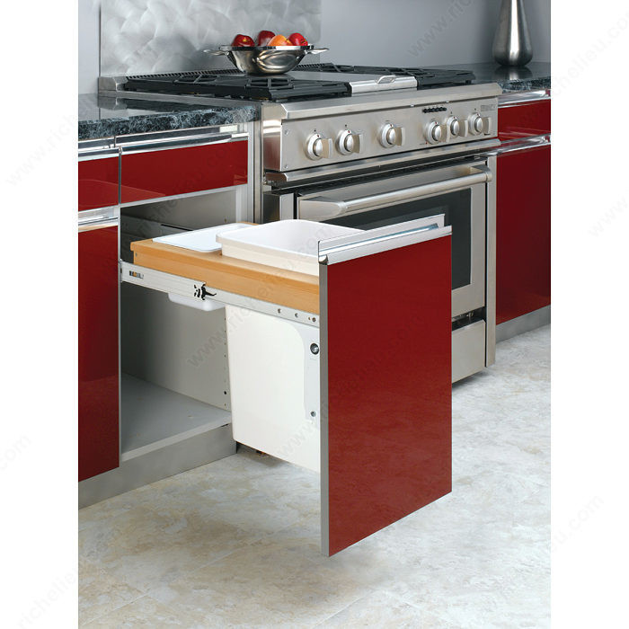 4WCTM18DM2162 Top Mt Dbl 35 Qt Waste Cont 14 3/4" Opening (1 5/8"Ff) For Waste Container-Wood-Light Brown