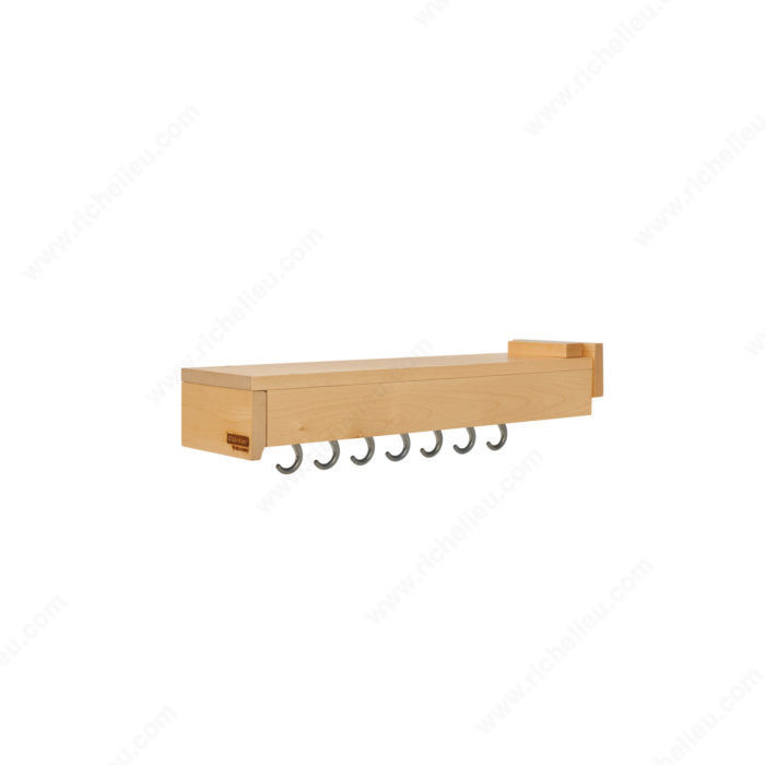 GLD-W22-SC-7 22" Gw Organizer Sidemount Slides Mp 7 Hooks For Base Organizer-Wood/Metal-Light Brown