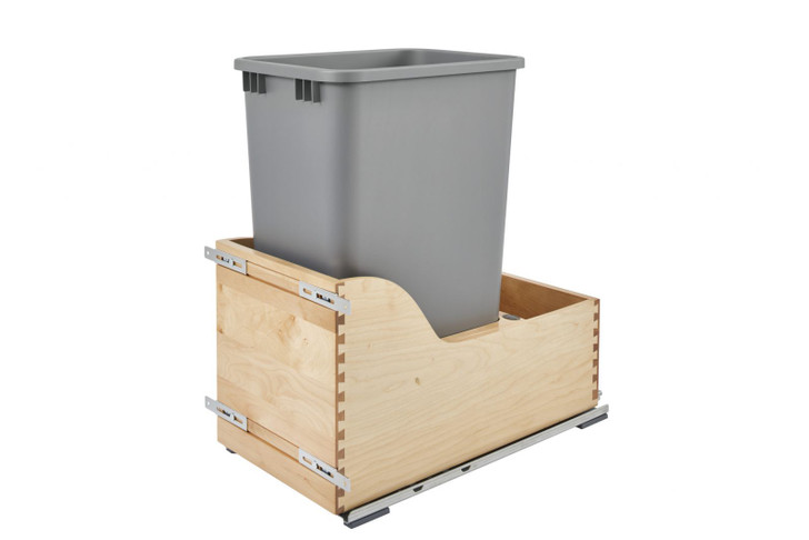 4WCSC-1550DM-1 Sgl 50Qt Wood Btm Mount 15" Cab Blum Slides Manual For Waste Container-Wood-Light Brown