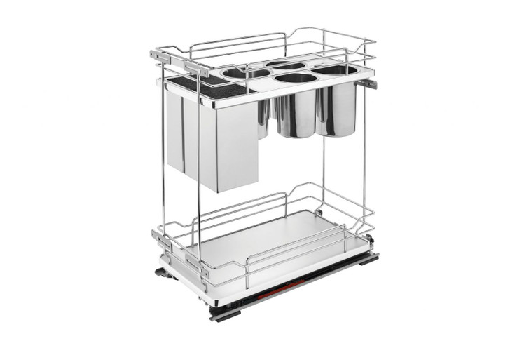 5322KB-BCSC-11-GR 11" Grey Knife And Utensil Org W/Blum Sc For Base Organizer-Steel-Chrome/Grey