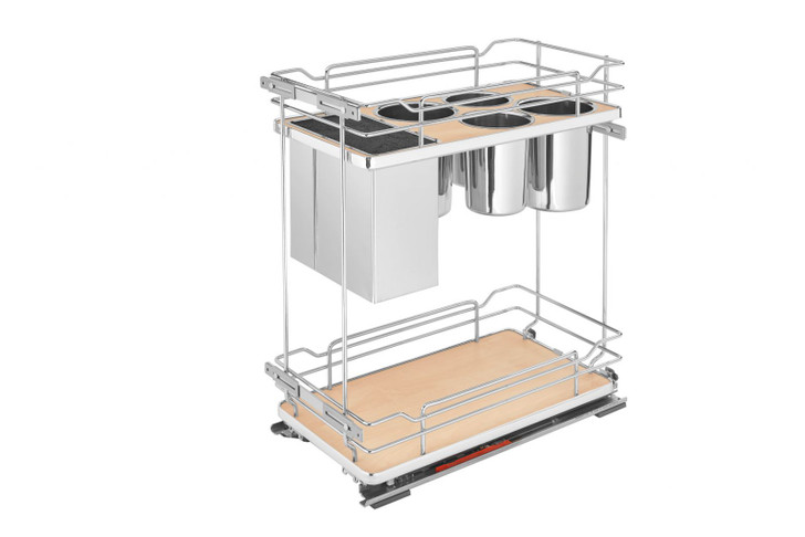 5322KB-BCSC-11-MP 11" Maple Knife And Utensil Org W/Blum Sc For Base Organizer-Steel-Chrome/Maple