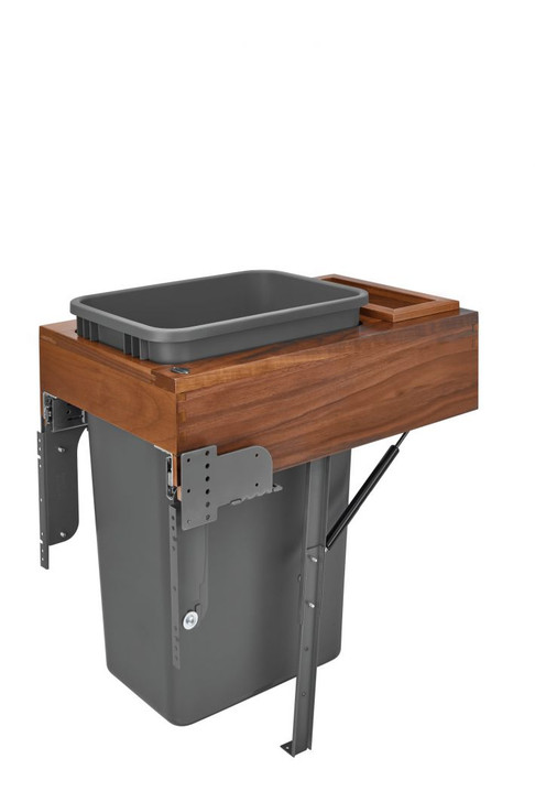 4WCTM-WNRM-1850DM-1 Sgl 50 Qt Walnut Rev-A-Motion Top Mount For Waste Container-Wood-Dark Brown