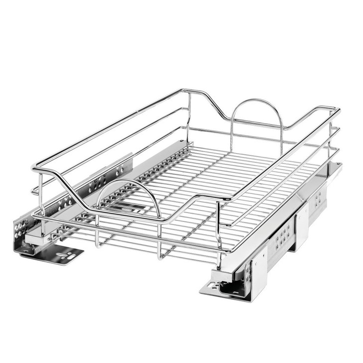 5730-15CR 15" P-O Chrome Wire Basket Soft Close For Base Organizer-Steel-Chrome
