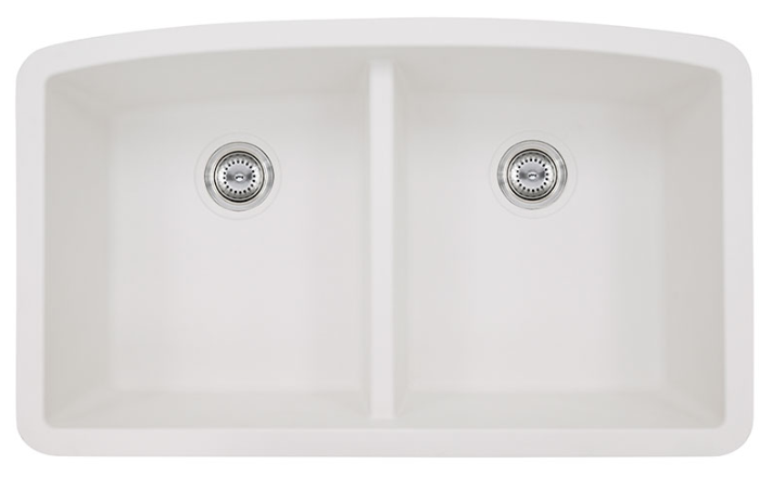 SIN-QTZ-DBLBWL-5050-3219-WHT  - UNDERMOUNT WHITE QUARTZ DOUBLE BOWL 50/50-3219