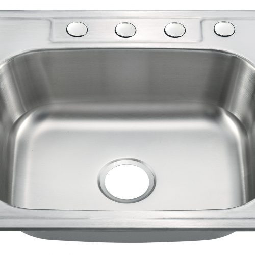 KST25226B-4 - TOP MOUNT SINGLE BOWL S S KITCHEN SINK-4 HOLE 25 X 22 X 6"