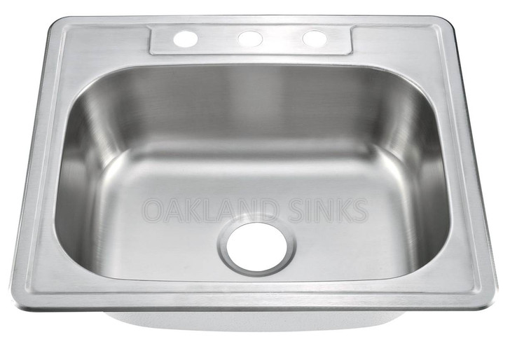 KST25228-3 - TOPMOUNT SINGLE BOWL SS KITCHEN SINK 3 HOLE 25 X 22 X 8"