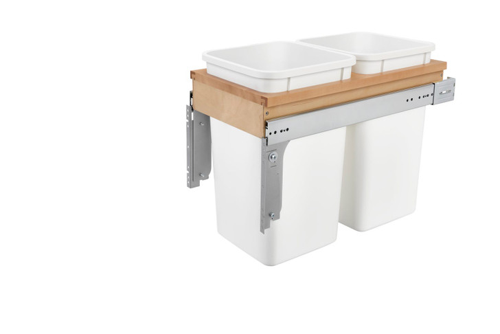 4WCTM15DM2162 Wood Top Mt Dbl 27 Qt Waste Cont 11 3/4" Opening (1 5/8" Ff) For Waste Container-Wood/Plastic-White