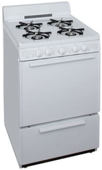 SCK100OP - 24 Inch Freestanding Gas Range with 4 Open Burners, Electronic Ignition, 17,000 BTU Burner, ADA Compliant and 4 Inch Porcelain Backguard: White