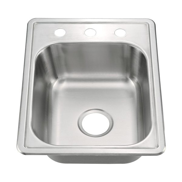 KST17228-3 - 17X22 Drop-In Top Mount Stainless Steel Single Bowl Kitchen Sink Overall: 17 X 22 X 8 Bowl Size: 14 X 16 Available In 3 Hole