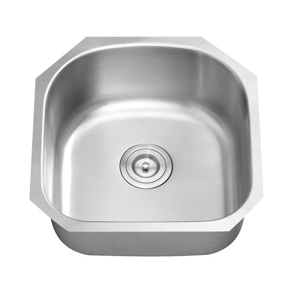 KSU20219 - 20 D Shape Undermount Stainless Steel Single Bowl Kitchen Sink Overall: 20 X 21 X 9 Bowl Size: 18 X 19