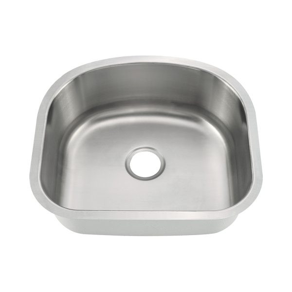 KSU23219 - 23 D Shape Undermount Stainless Steel Single Bowl Kitchen Sink Overall: 23 X 21 X 9 Bowl Size: 21 X 19 18 Gauge